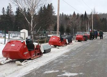 antique snowmobile in Kokadjo