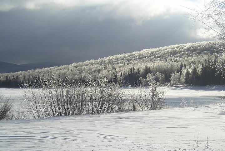 Kokadjo and First Roach Pond after a winter ice storm