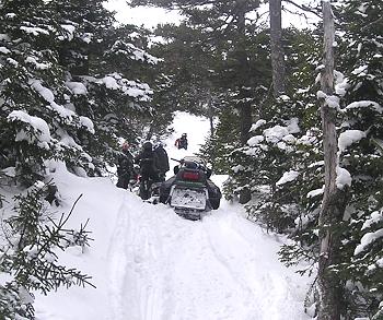 off-trail snowmobiling in Kokadjo